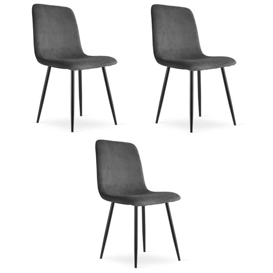 RIFT-tuoli, harmaa vakosametti, mustat jalat (3 kpl)