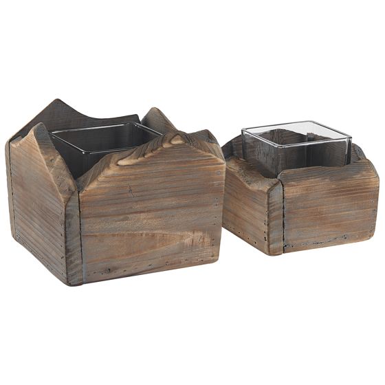 Kynttilänjalkasetti 2 kpl PLATEROS pihta 15/12 cm Tummanruskea