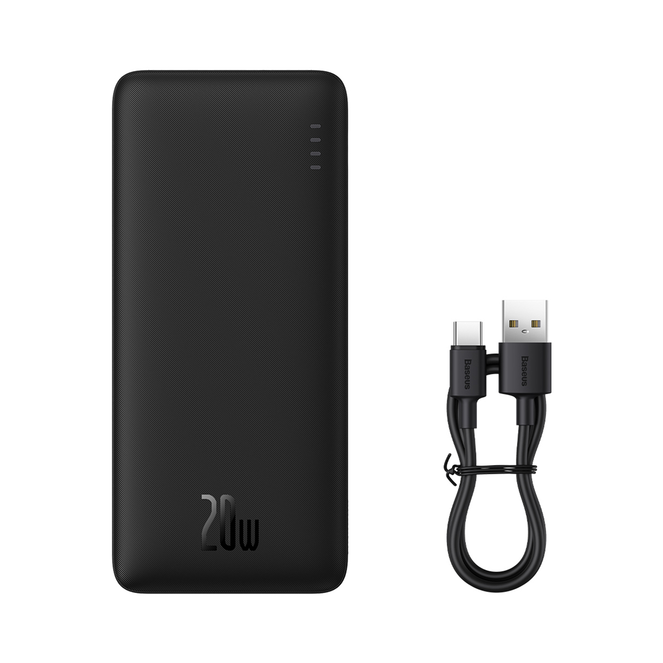 Airpow 20W 10000mAh Varavirtalähde USB-A - USB-C -kaapelilla 30cm - Musta