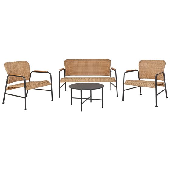 Ulkosohvaryhmä pöydällä 4-istuttava OFANTO polyrottinki Luonnonväri