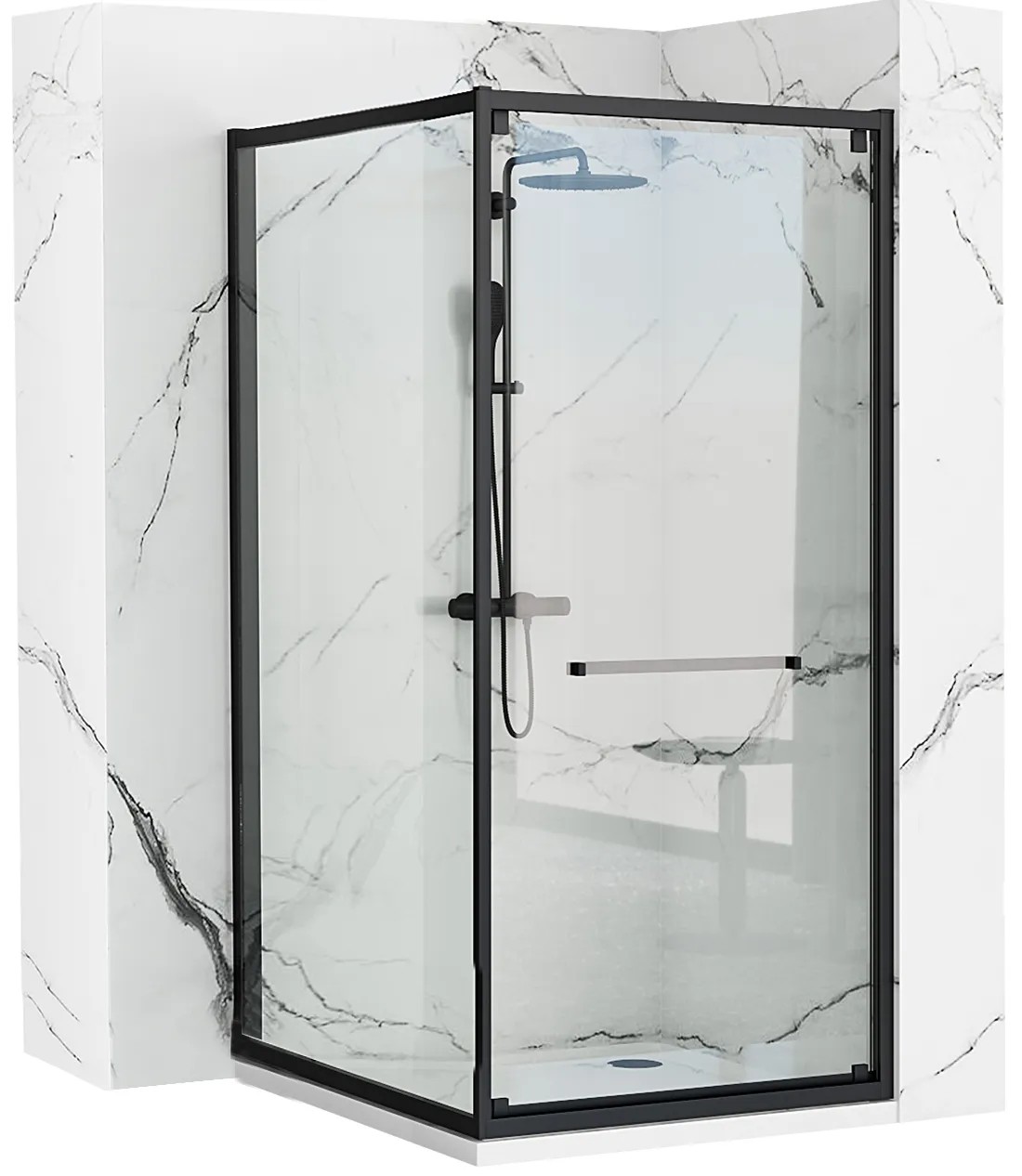 REA Suihkukaappi SPACE IN 80x100 Musta, 80X100X195CM + suihkuallas