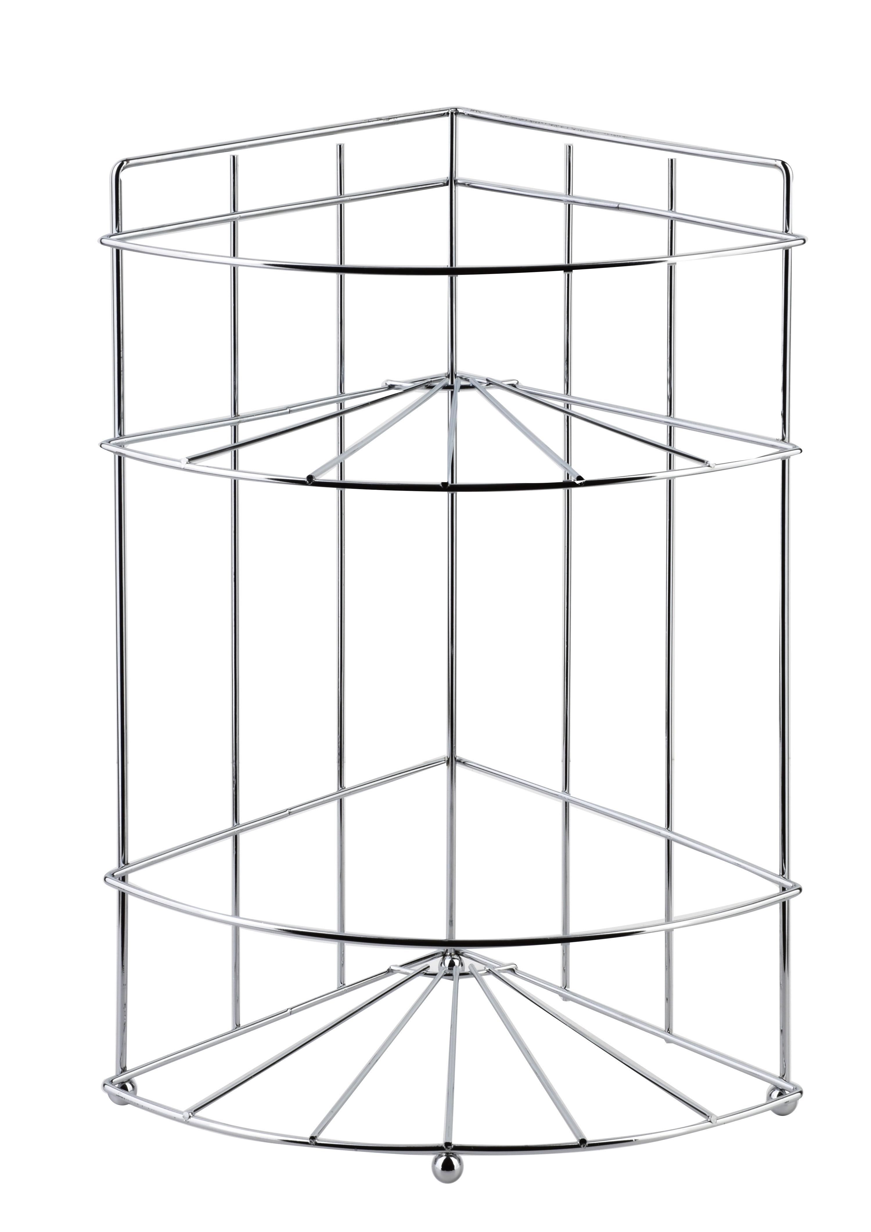 Kylpyhuoneen kulmahylly metalli CARL SILVER 18,5x14x26 cm hopea 2 hyllyä