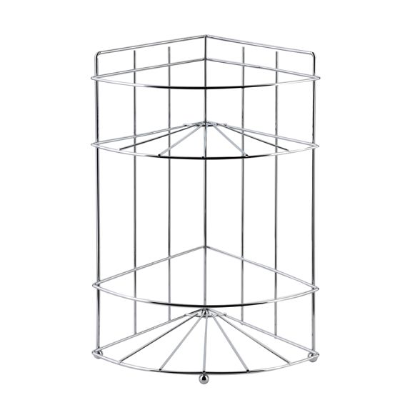 Kylpyhuoneen kulmahylly metalli CARL SILVER 18,5x14x26 cm hopea 2 hyllyä
