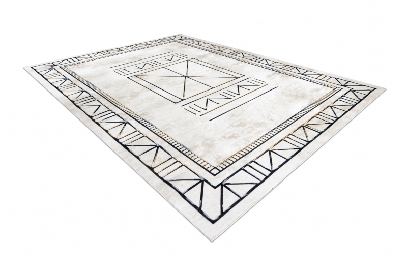 ANTIKA 125 tek matto, moderni kehyskuviolla pesu, kreikkalainen - beige / harmaa 120x170 cm