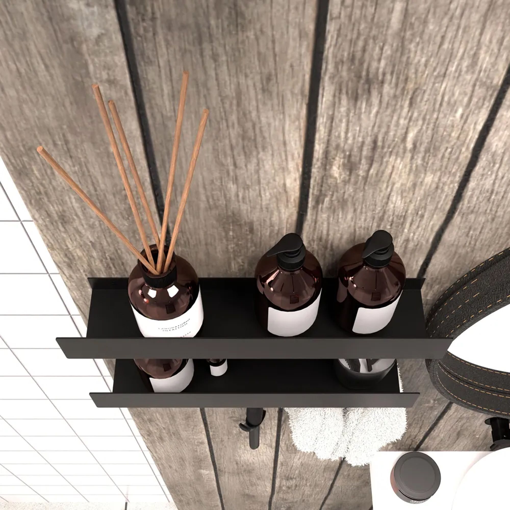 REA kylpyhuonehylly SF04-600-B musta, 60X9X5CM