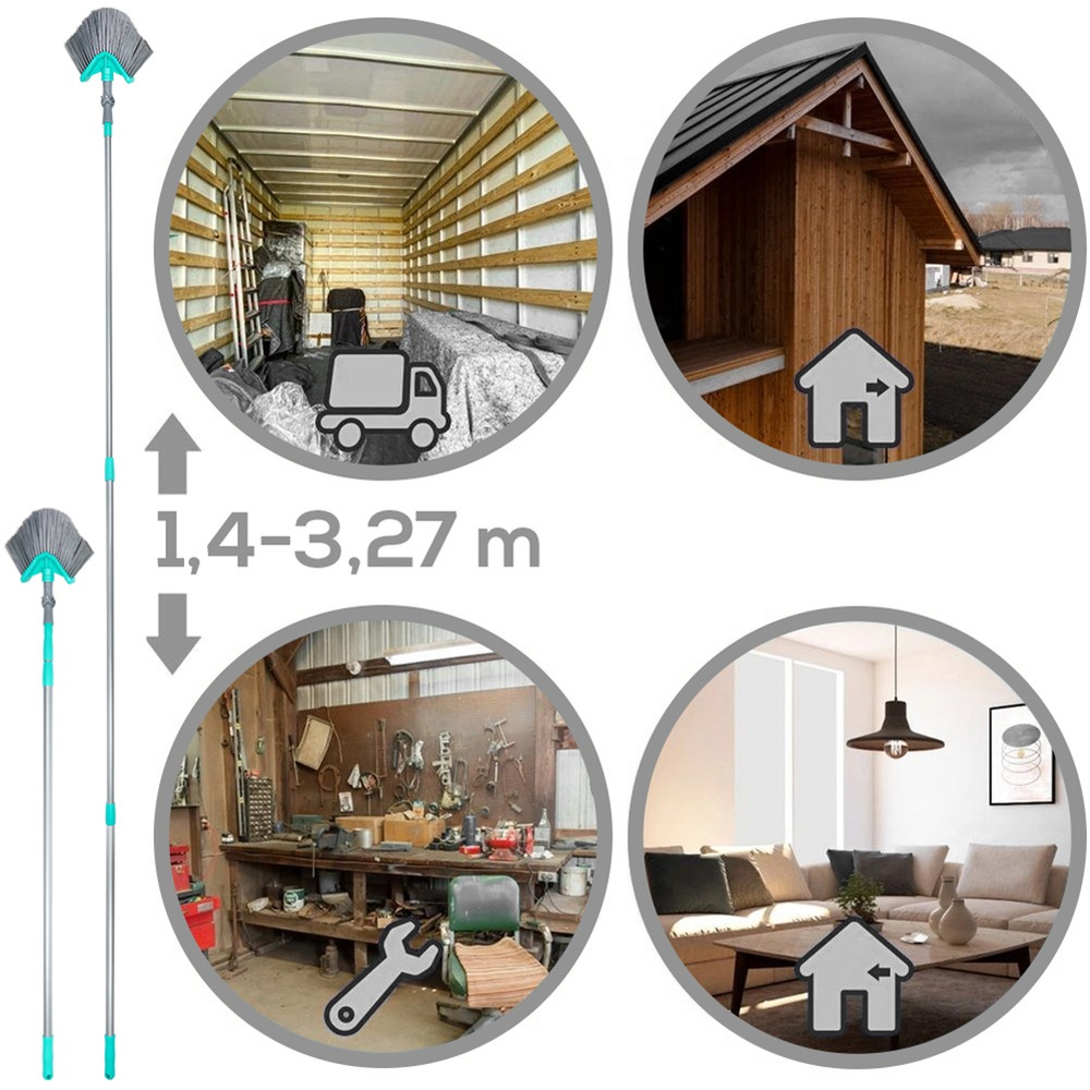 Teleskooppiharja pölylle ja hämähäkinseiteille, kolmionmuotoinen, 140-327 cm