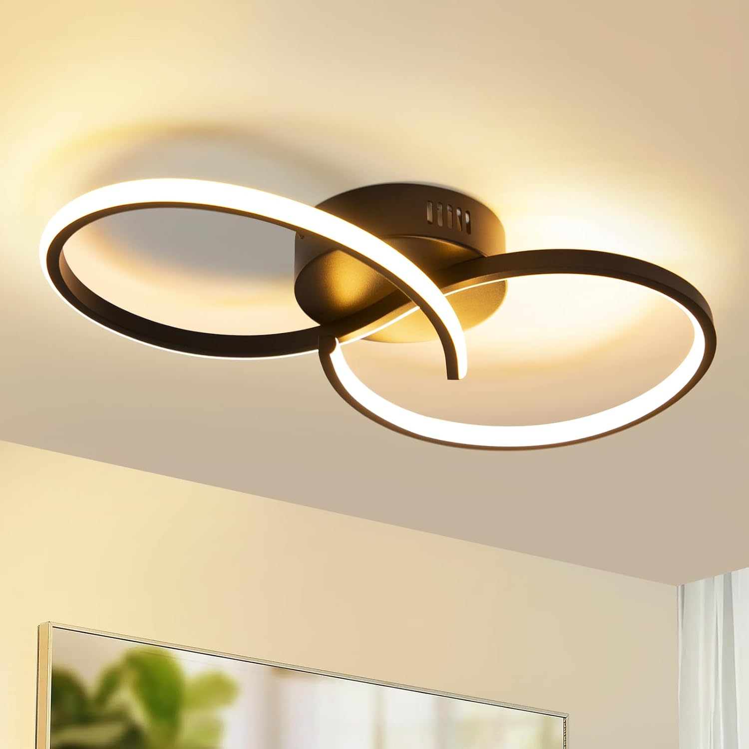 ZMH Moderni musta LED-kattovalaisin 12 W 3000 K olohuoneeseen ja eteiseen