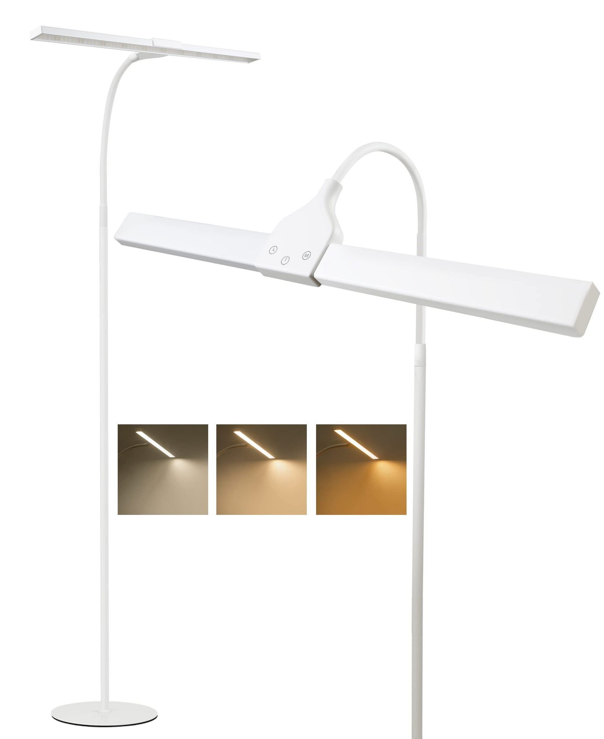 NETTLIFE LED - lattiavalaisin olohuoneeseen, himmennettävä - 156 cm moderni 10 W kosketusohjattava lukulamppu ajastimella