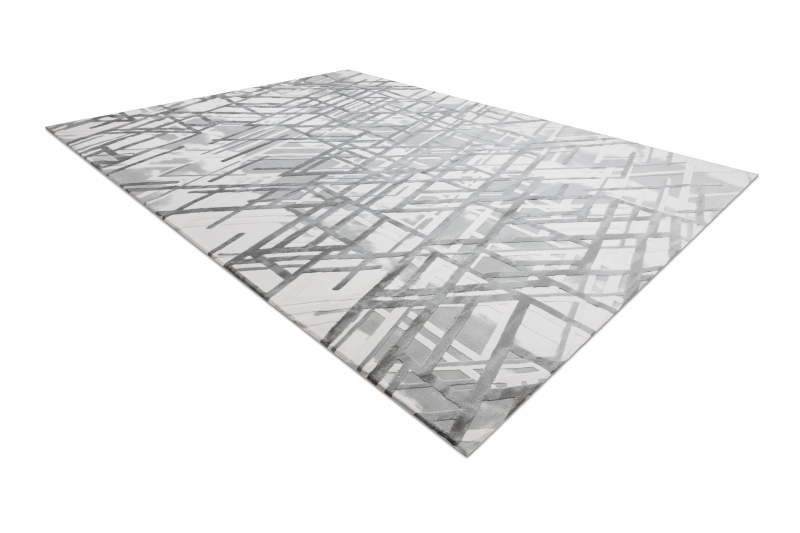 Matto AKRYYLI VALS 8381 Rivit spatiaalinen 3D harmaa 80x300 cm