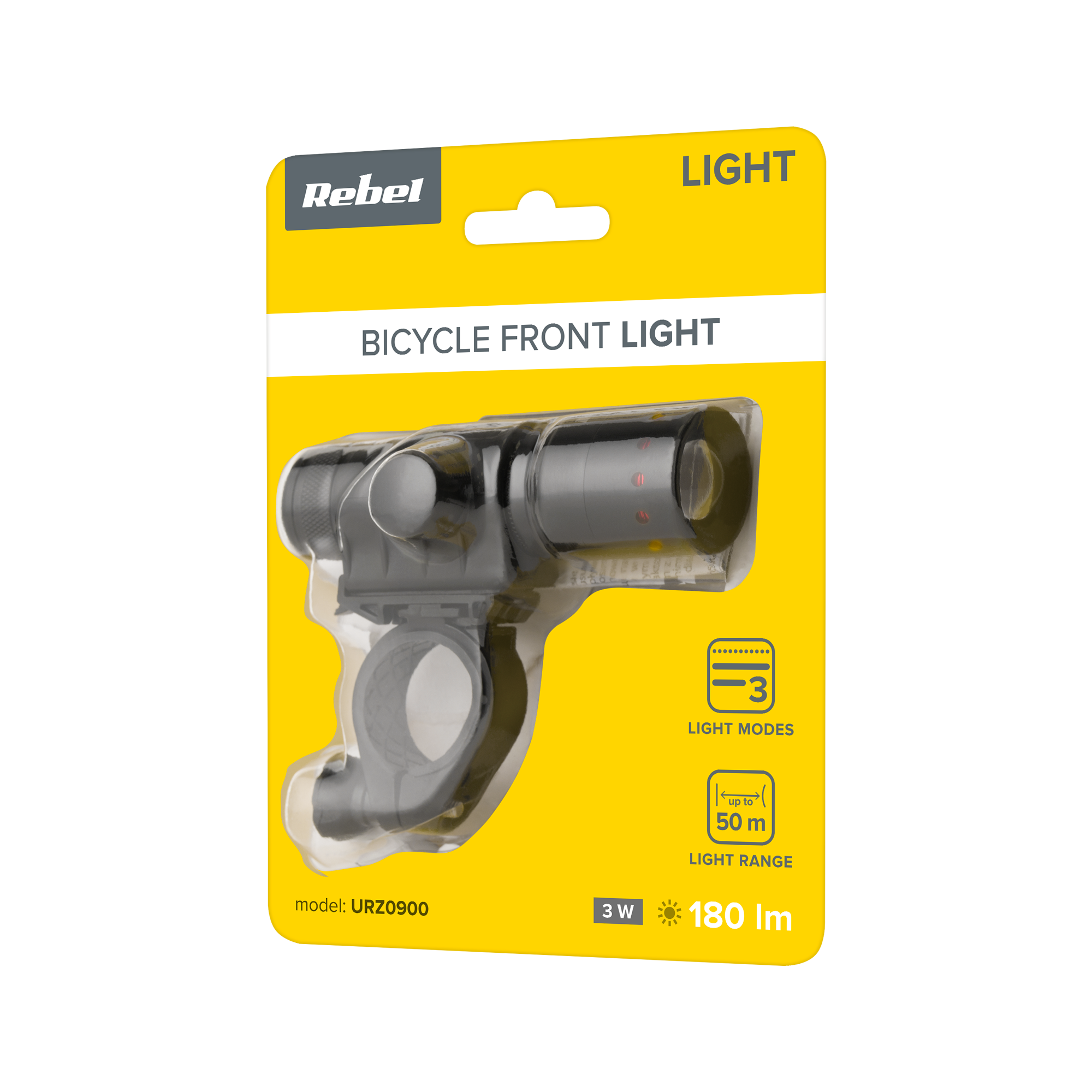 LED-etupyöränvalo 3W 50m 180lm IP20 taskulamppu 3xAAA Rebel