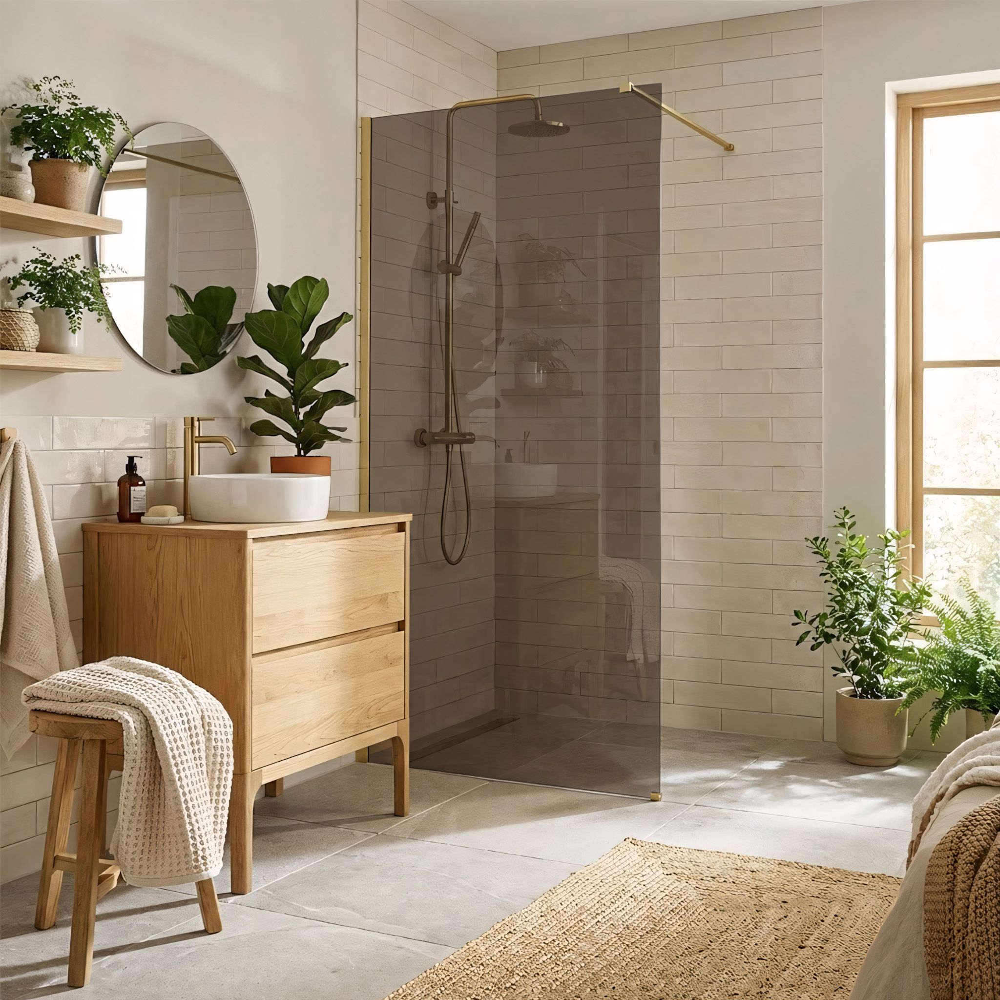 REA Suihkuseinä Flexi brown 120 Harjattu kulta, 80X195CM