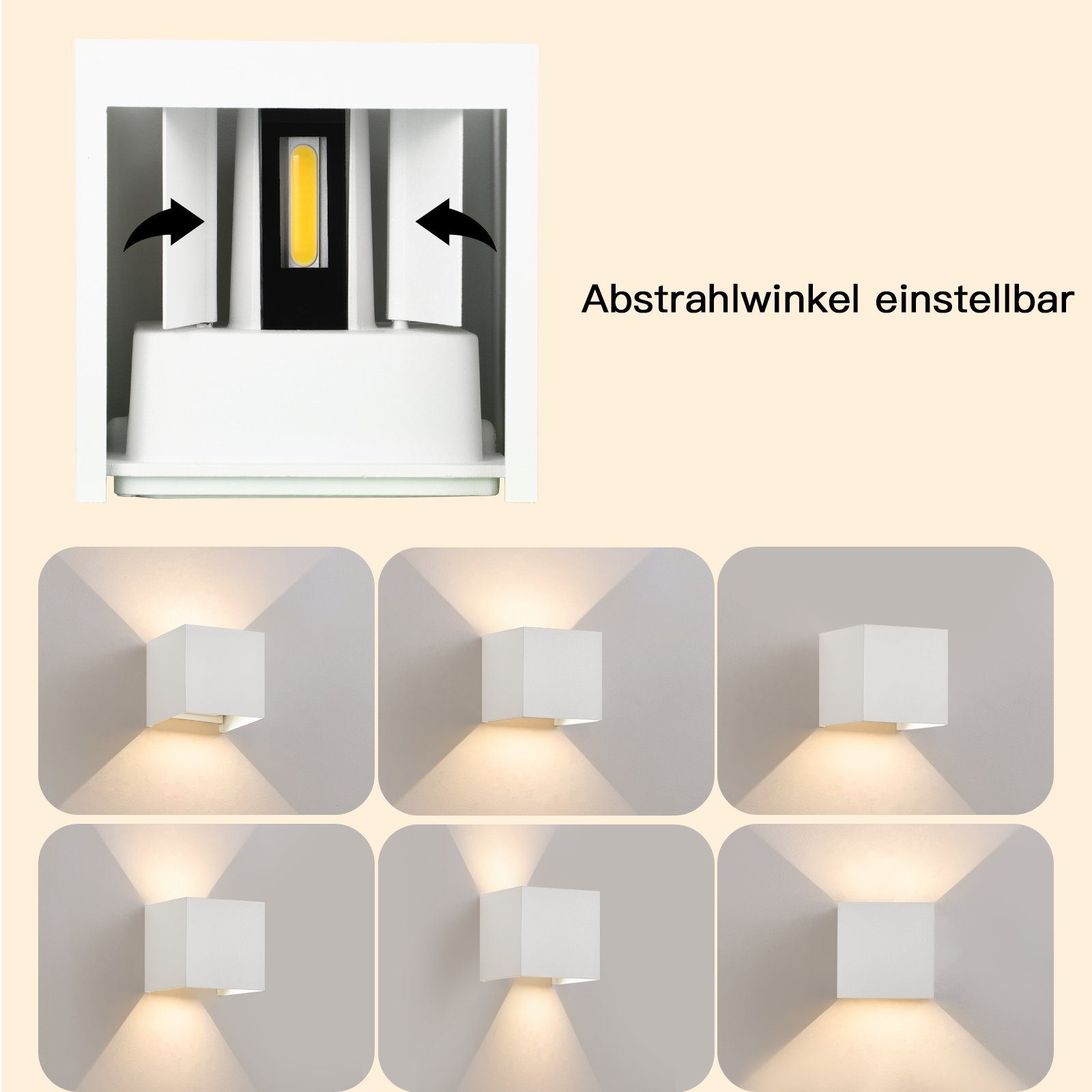 NETTLIFE Sisäseinävalaisin - Ylös - alas, Ulkoseinävalaisin, Musta, LED Ulkoseinävalaisin, 5W, IP65, Lämmin Valkoinen