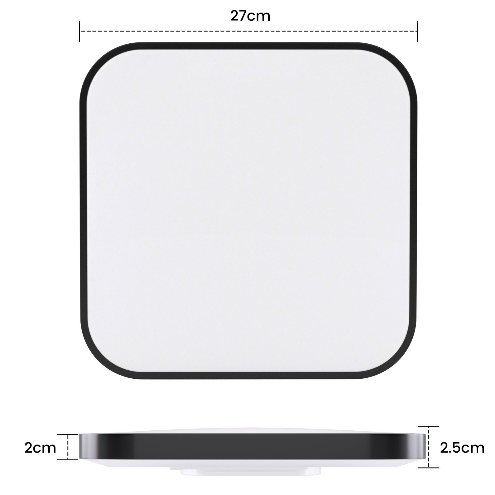 NETTLIFE LED - kattovalaisin, litteä, 27cm Keittiön, lamppu, musta, lämmin Valkoinen, 19W, neliönmuotoinen, makuuhuoneen Kylpyhuoneen, lamppu, IP44