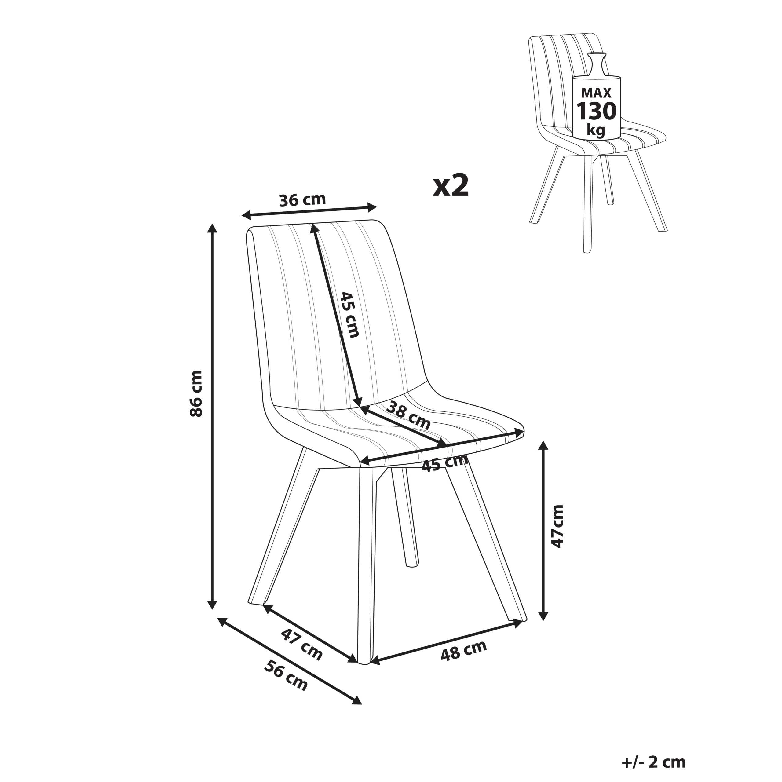 Ruokatuolisetti 2 kpl CALGARY Musta