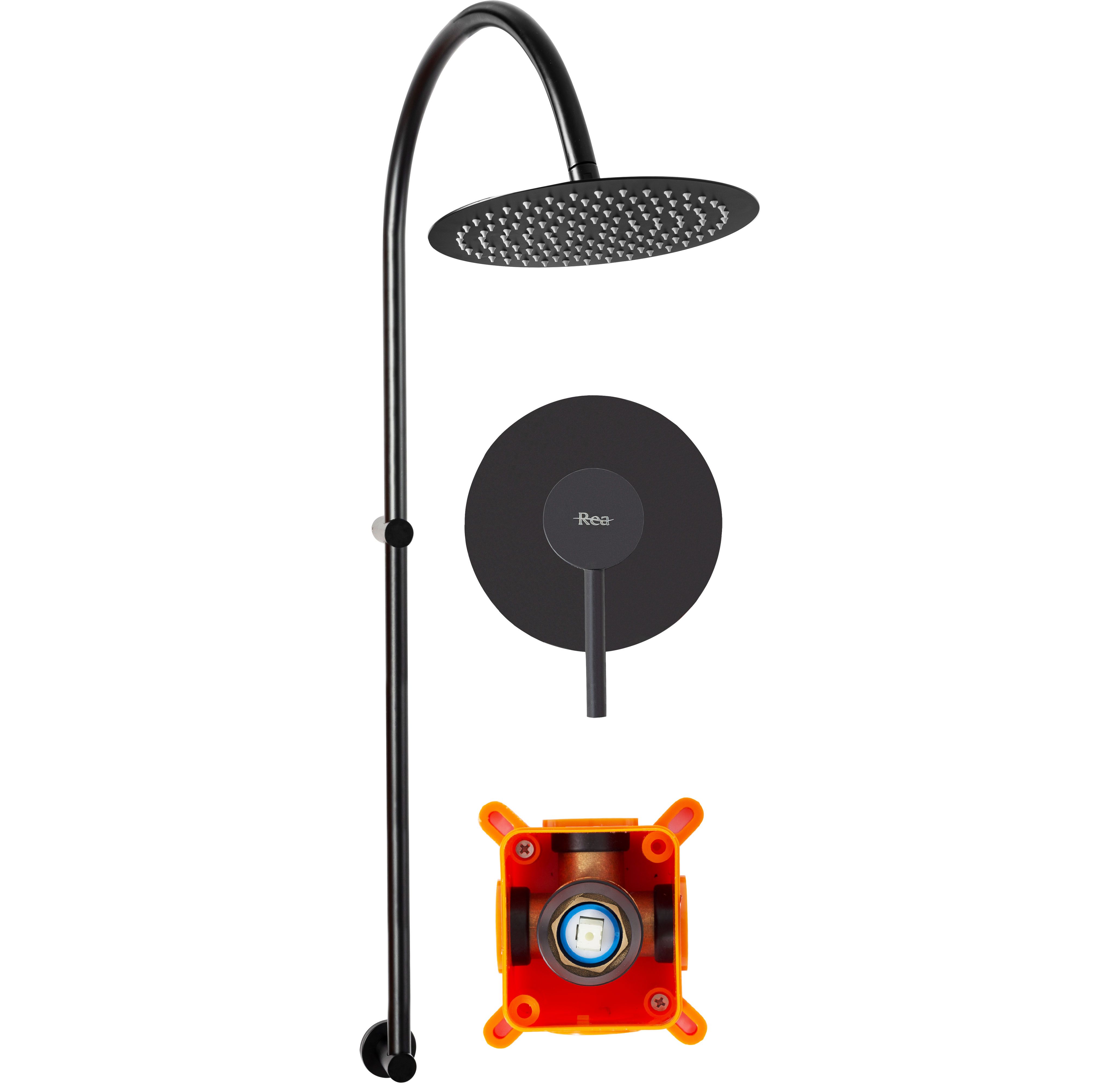 REA suihkusetti LUGANO musta, 51,5X25X96CM