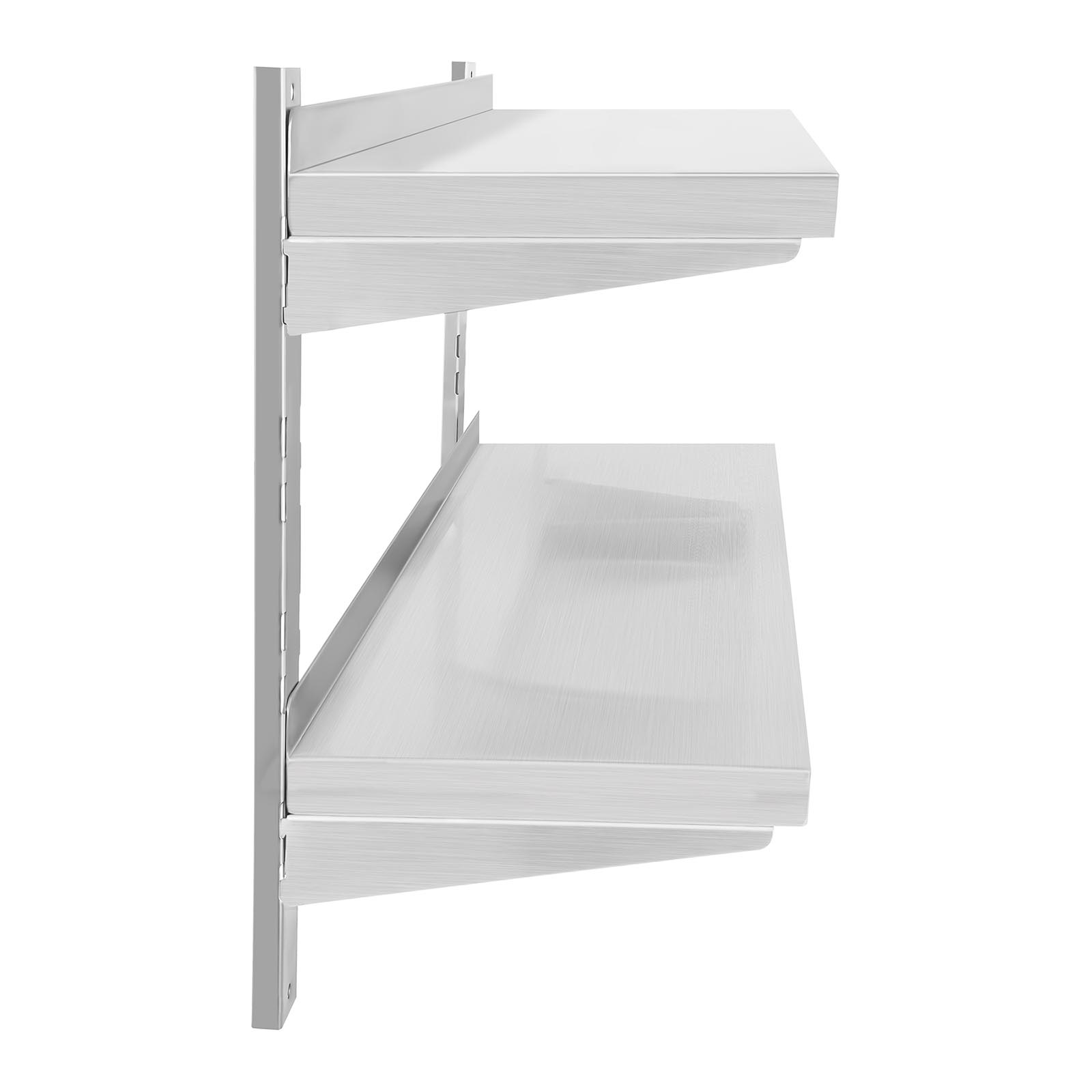 Kaksinkertainen teräksinen seinähylly säätömahdollisuudella 80 cm