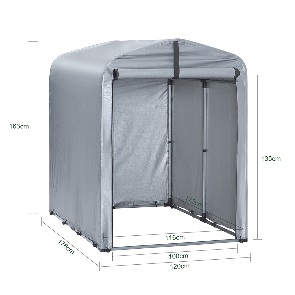 SoBuy Autotalli KLS11-K ekologinen hopeateltta 120x176x163 cm
