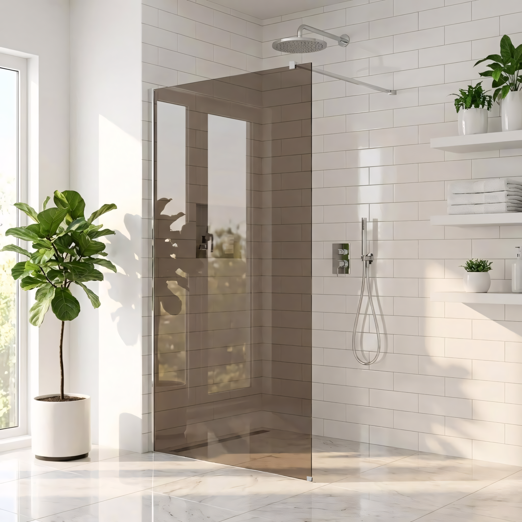 REA Suihkuseinä Flexi brown 90 Kromi, 90X195CM