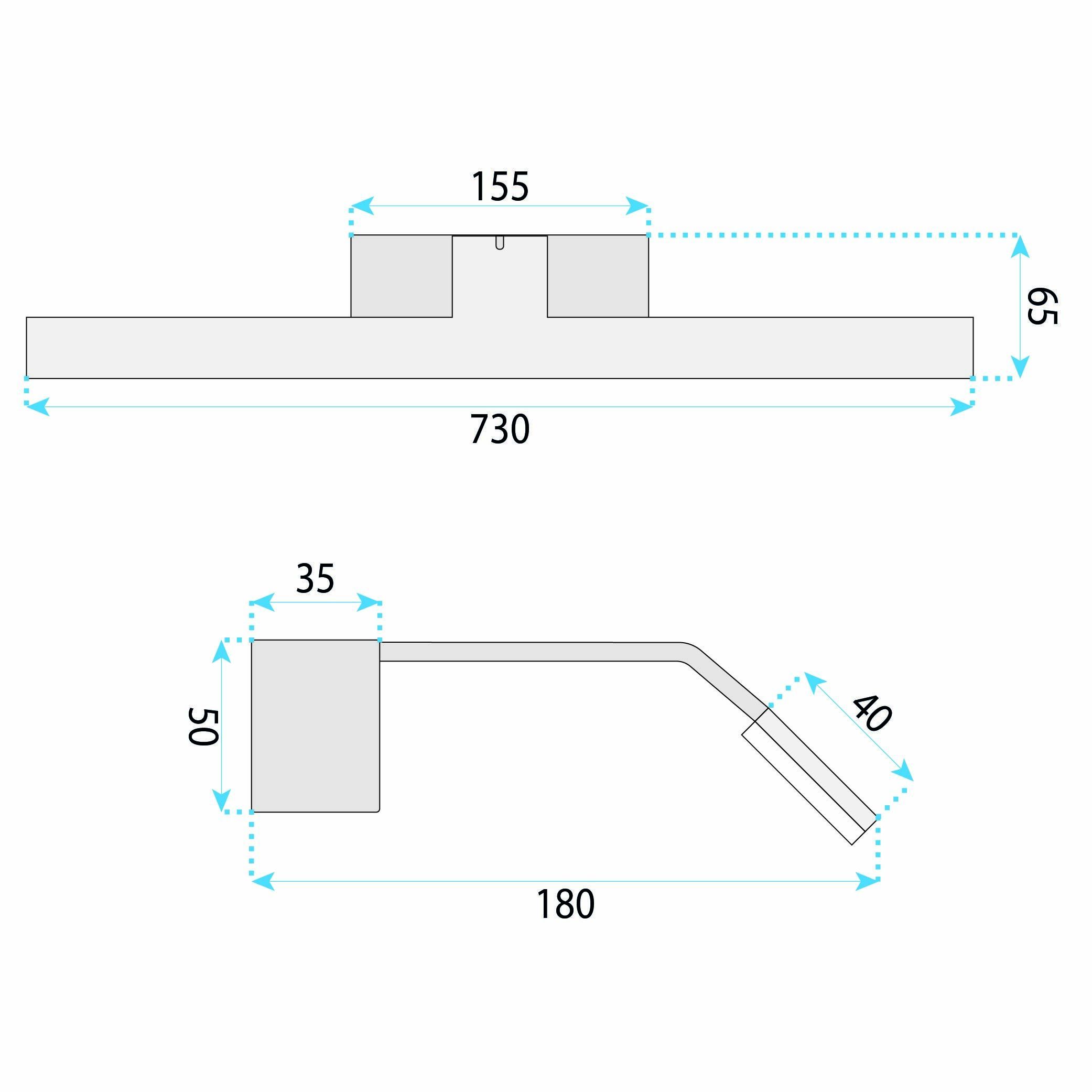TOOLIGHT seinävalaisin SWE003-1W Kromi, 73x18x6, 5cm