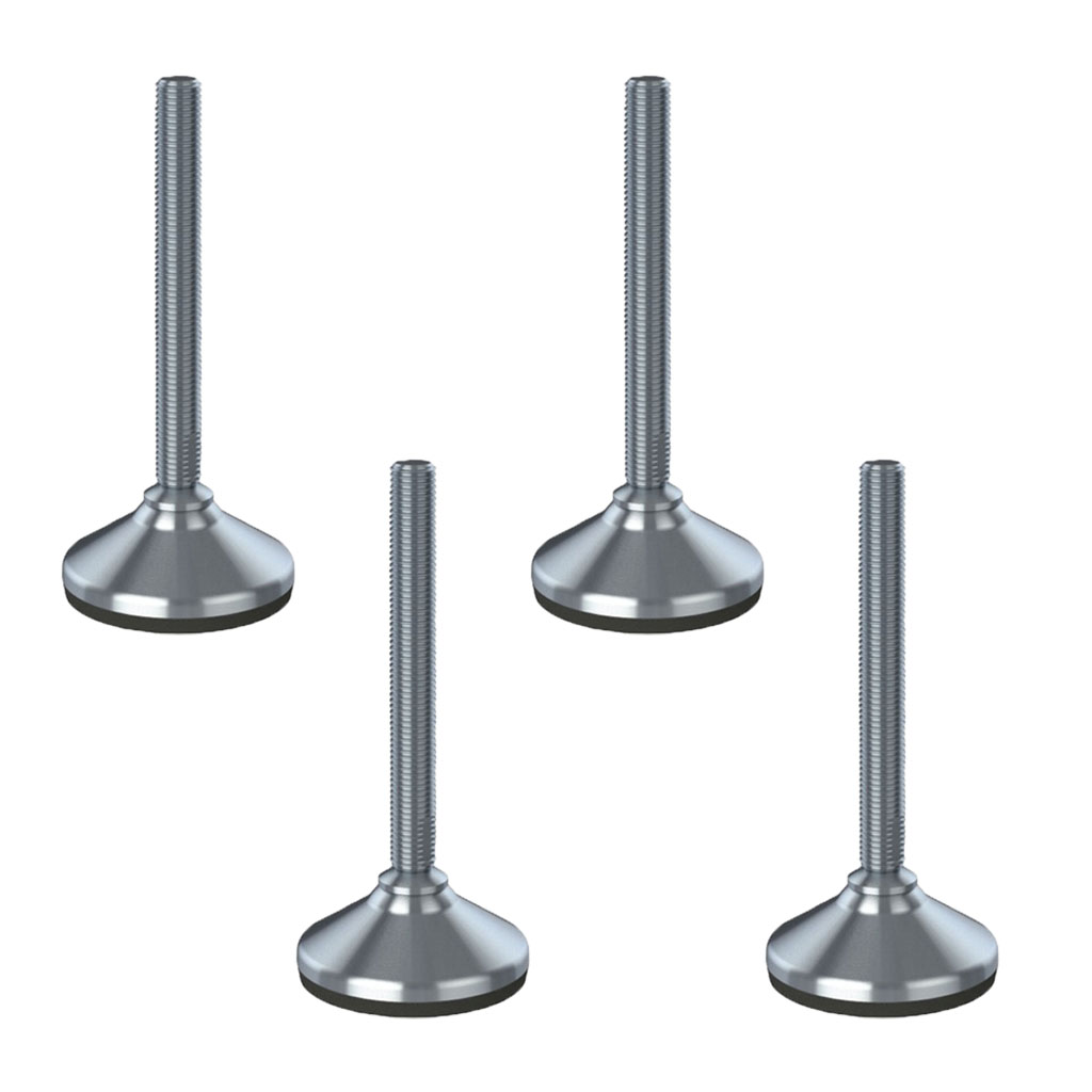 Ruostumaton tasoitusjalka M16x150, 80 mm:n pohja ja tärinänvaimennustyyny, kantavuus 6000 kg – 4 kpl:n sarja