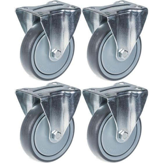 125 mm:n (5 tuuman) pyörä, harmaa kumirengas, kiinteä, kestää 520 kg:n kuormituksen, 4 kpl:n sarja