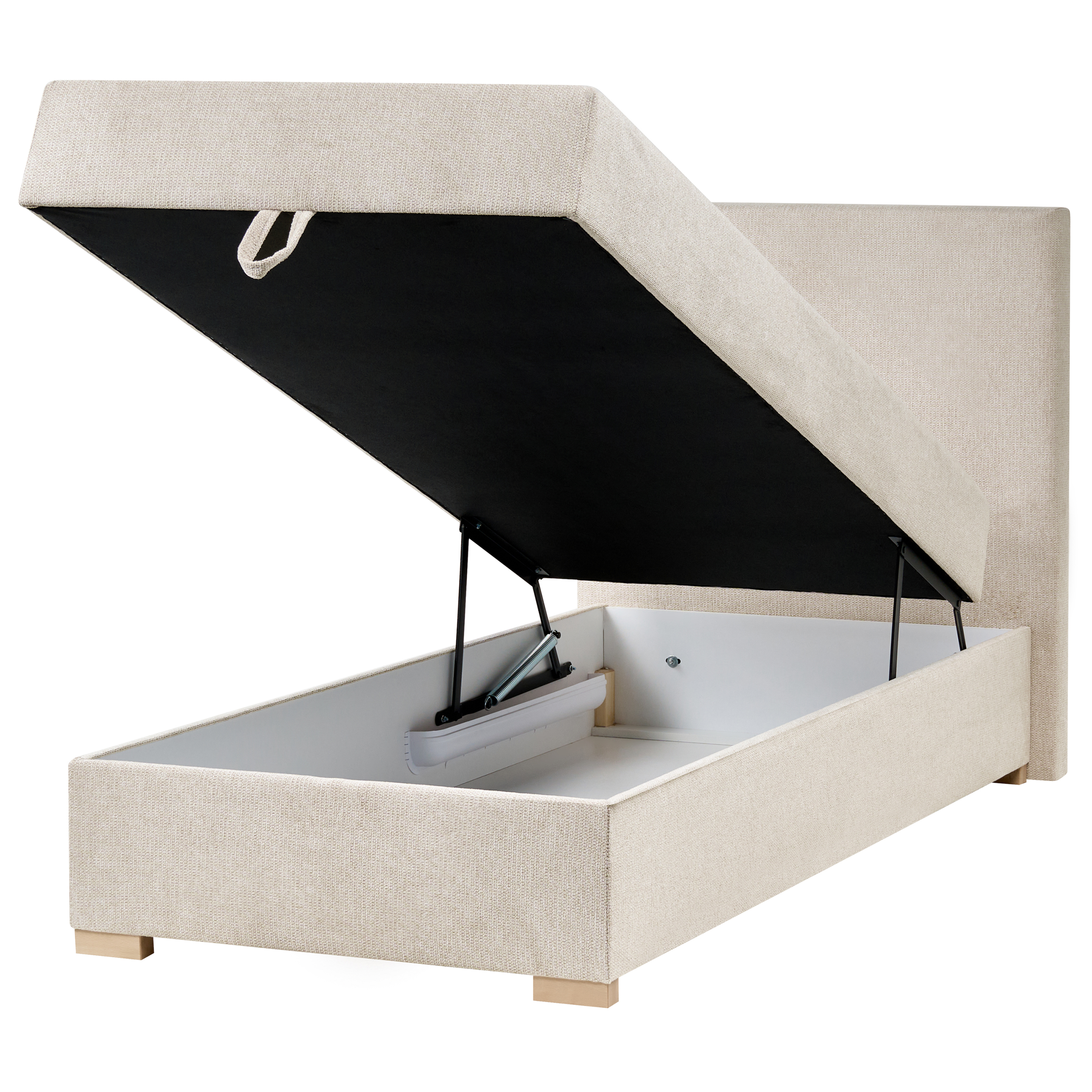 Jenkkisänky säilytystilalla kangas MAJOR 90 x 200 cm Vaaleanbeige