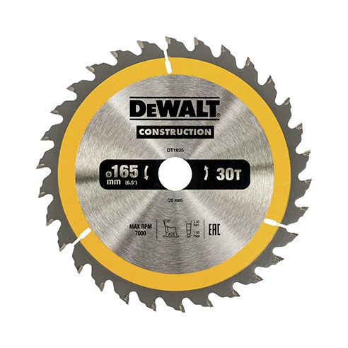 DeWalt Construction -Pyörösahanterä 165x20 mm, 30 hammasta