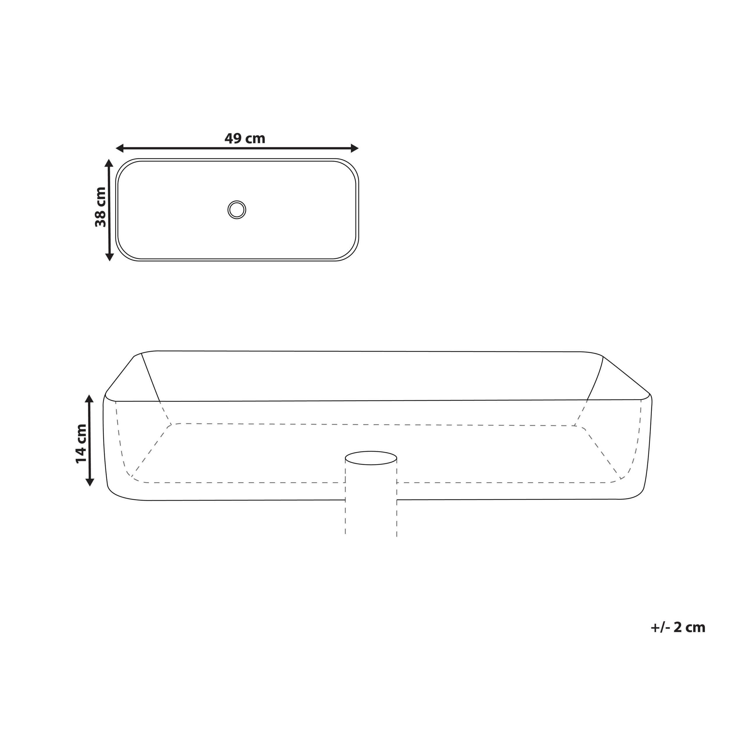 Pesuallas tason päälle TRAVESIA 49 x 38 cm keramiikka Valkoinen