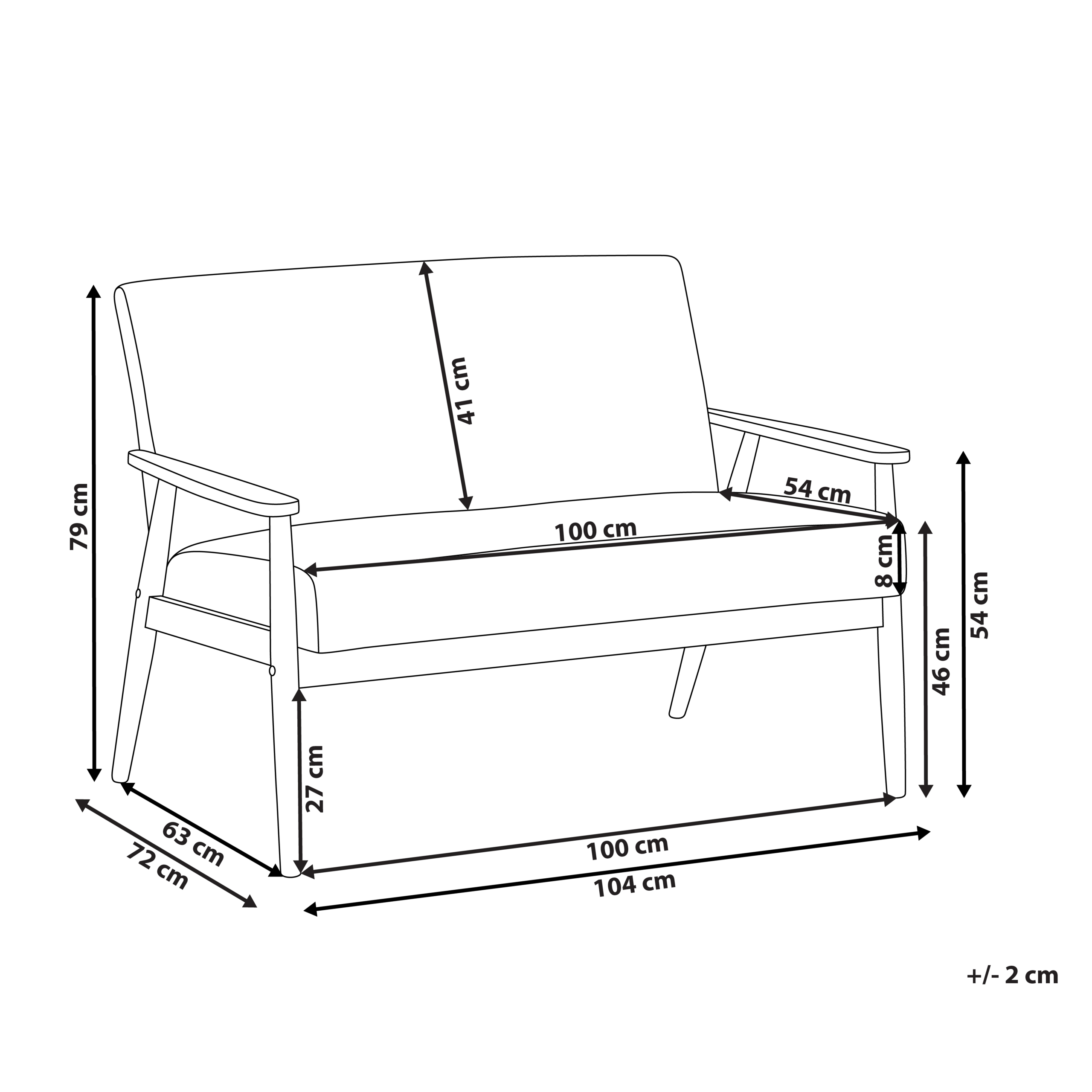 Sohva 2-istuttava ESRUM kangas Tummanruskea/beige