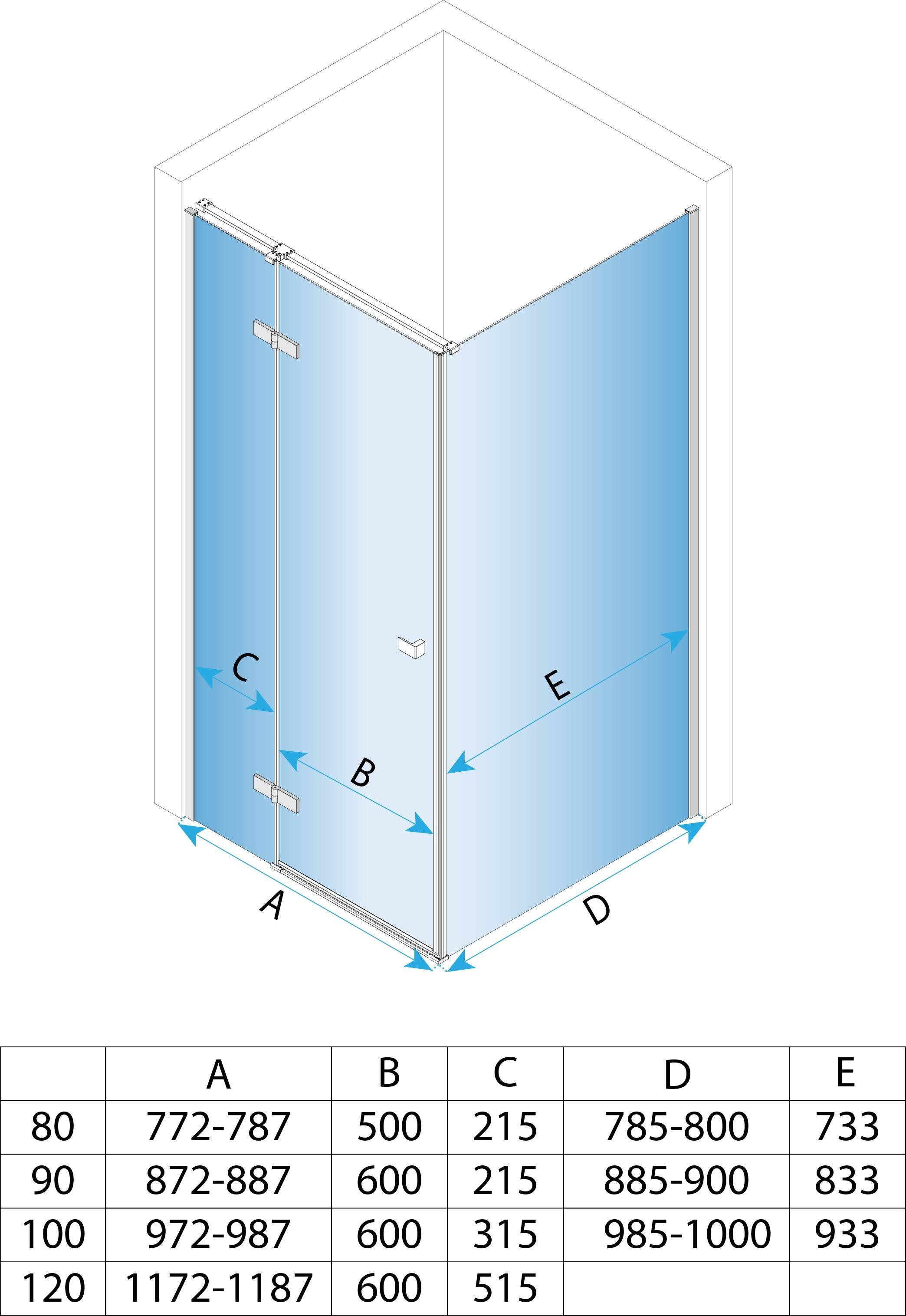 REA Suihkukaappi Atlas 80x90 RIGHT harjattu kulta, 80X90X200CM