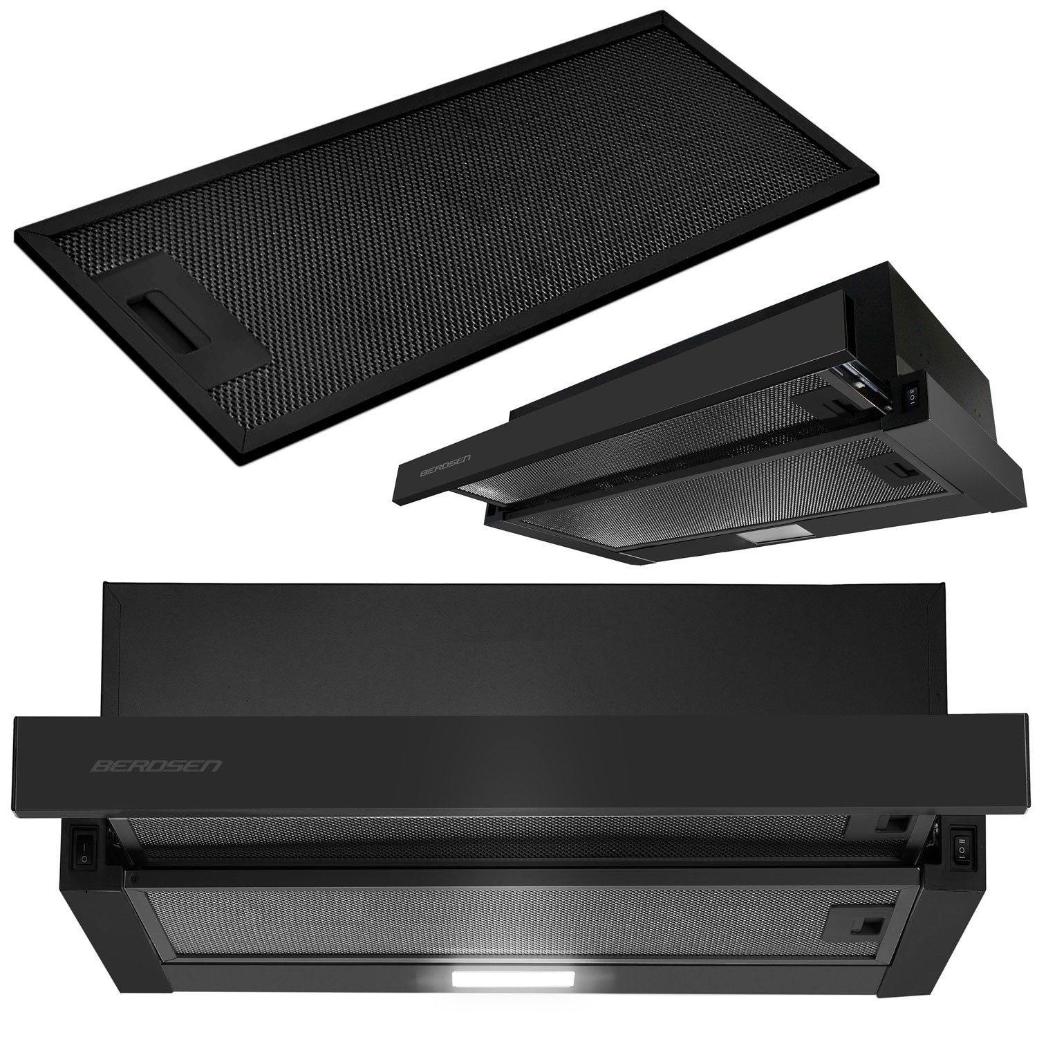 Teleskooppinen liesituuletin 50 cm musta BT-238