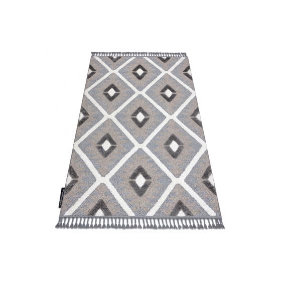 Matto MAROC P651 Rooma harmaa / valkoinen Tupsut berbery Marokkolainen shaggy 200x290 cm