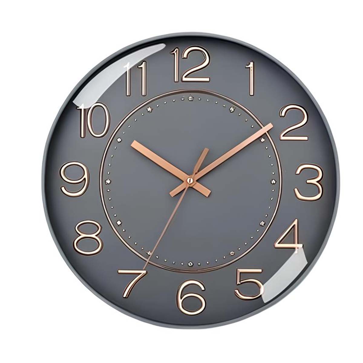 Hiljainen seinäkello 26 cm, moderni ja ylellinen muotoilu