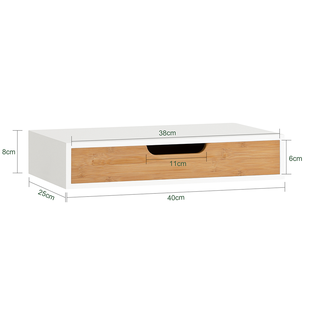 Seinäkaappi integroidulla bambu-vedoksella valkoinen 40.0x25.0x8.0 cm FRG92-WNX2