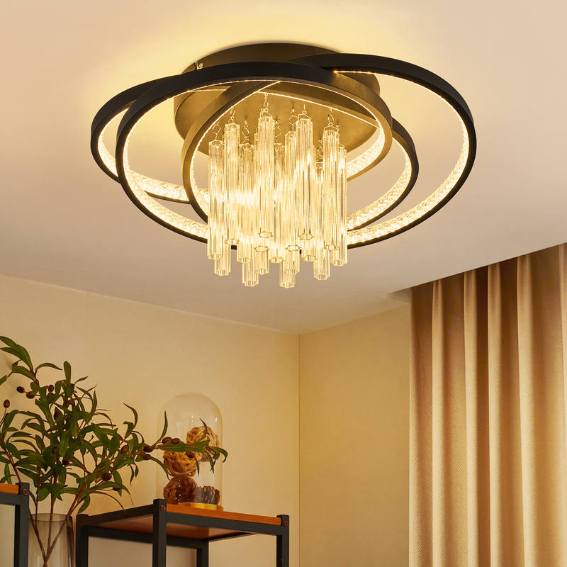 ZMH 3000K 40W LED-kattovalaisin, moderni musta makuuhuonevalaisin olohuoneeseen