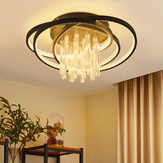 ZMH 3000K 40W LED-kattovalaisin, moderni musta makuuhuonevalaisin olohuoneeseen