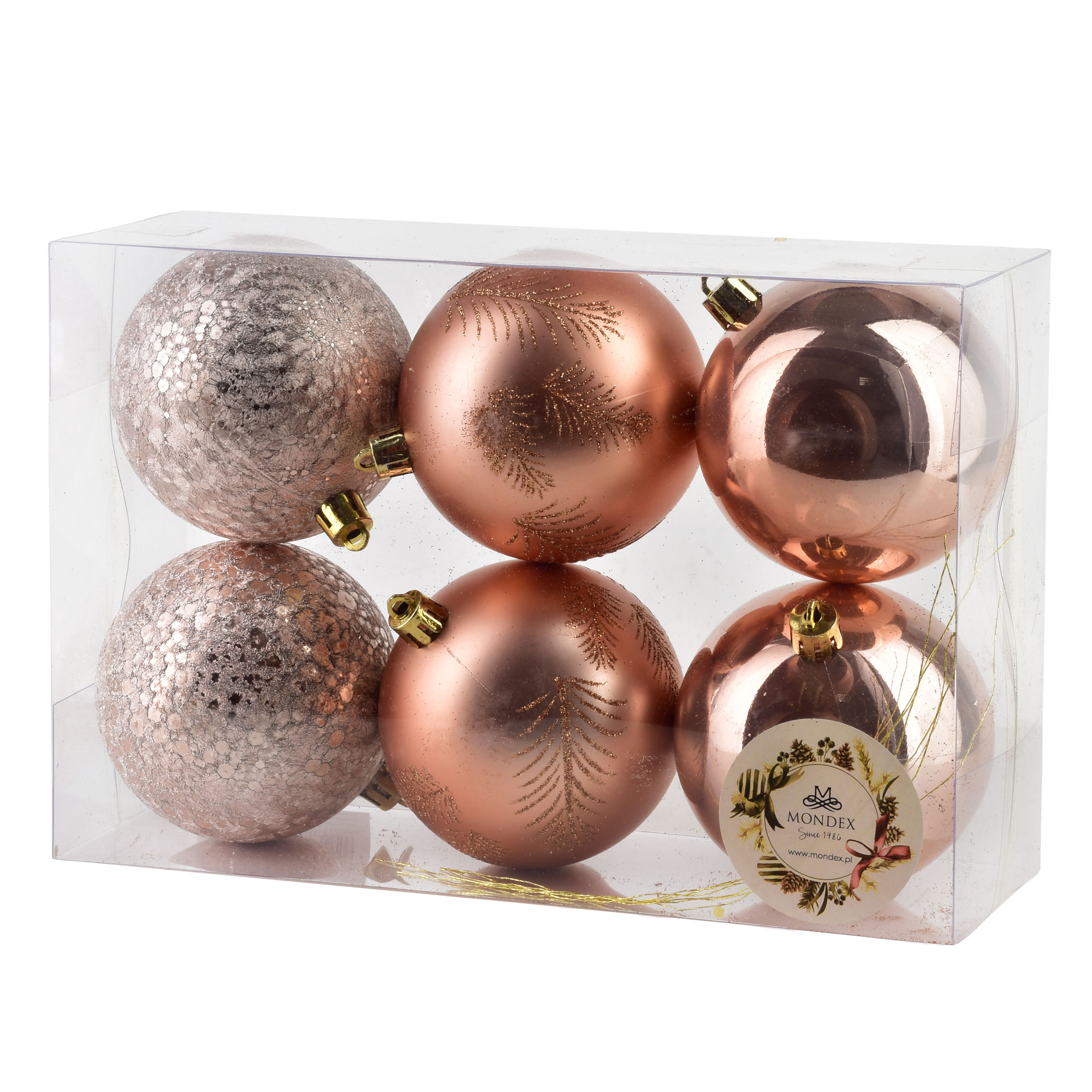 Joulupallosetti SANTA LILA, 6 kpl, punainen muovi, Ø8 cm