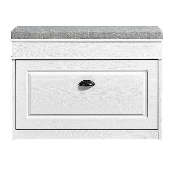 SoBuy 75 x 24 x 51 cm kapea säilytyspenkki valkoinen mattapinnalla FSR82‑L‑WG