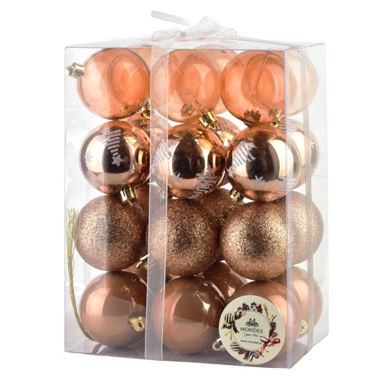 Joulupallot muovi Santa Lila 5,5cm kupari 24kpl