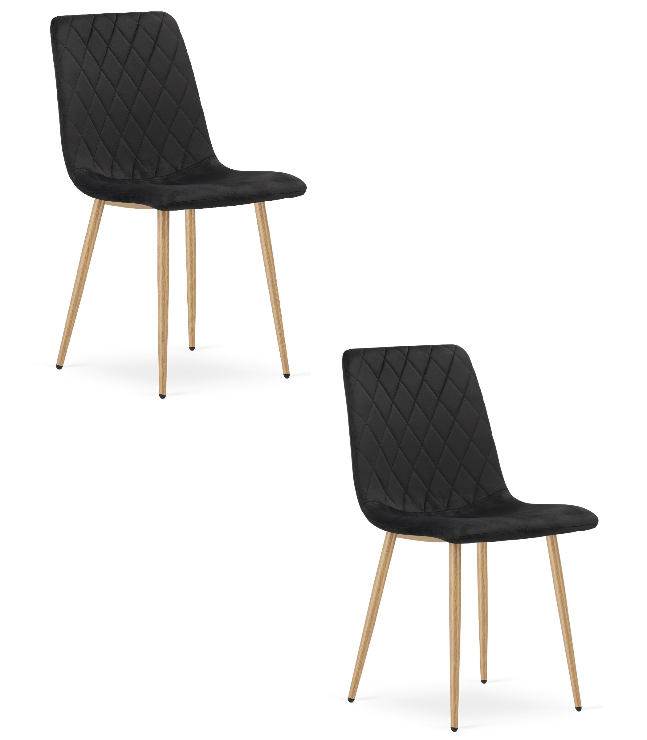 TURIN-tuoli, musta sametti, puunväriset jalat (2 kpl)