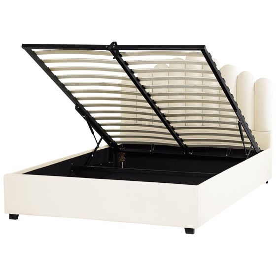 Sänky säilytystilalla sametti VINCENNES 160 x 200 cm Luonnonvalkoinen