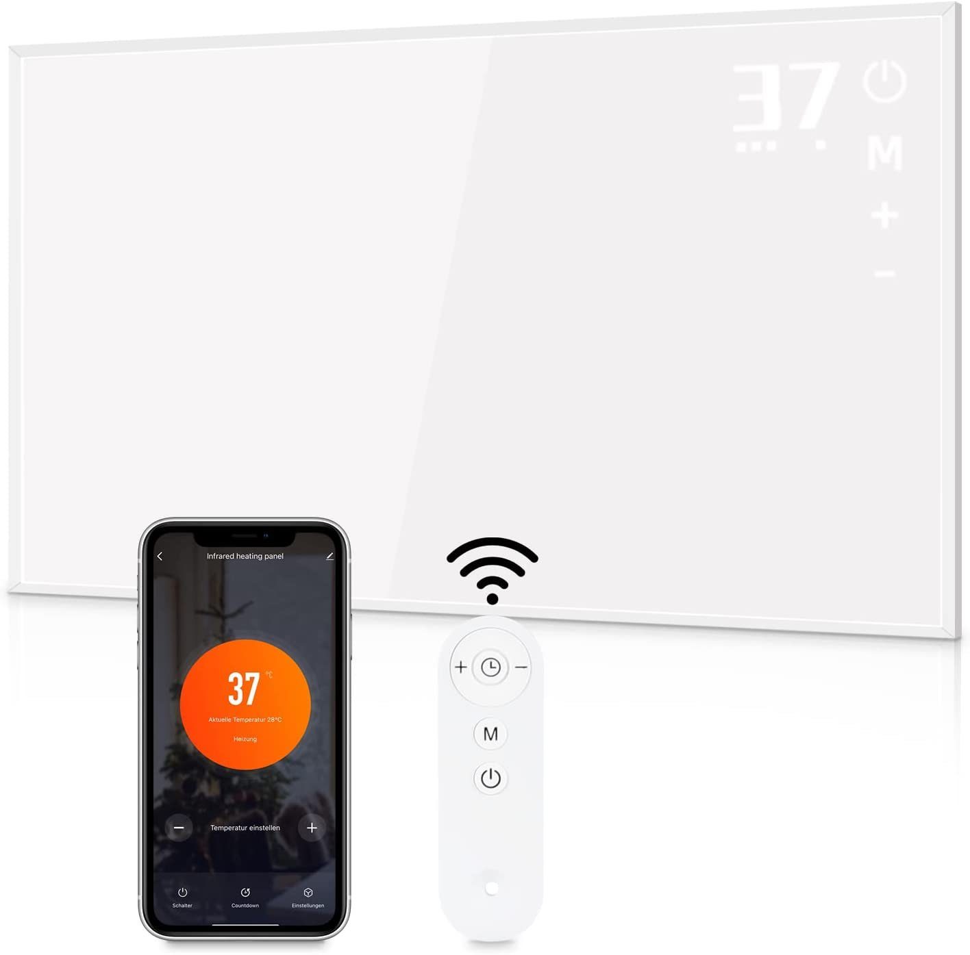 NETTLIFE Seinään asennettava infrapunalämmitin 600W WIFI-kauko-ohjaimella