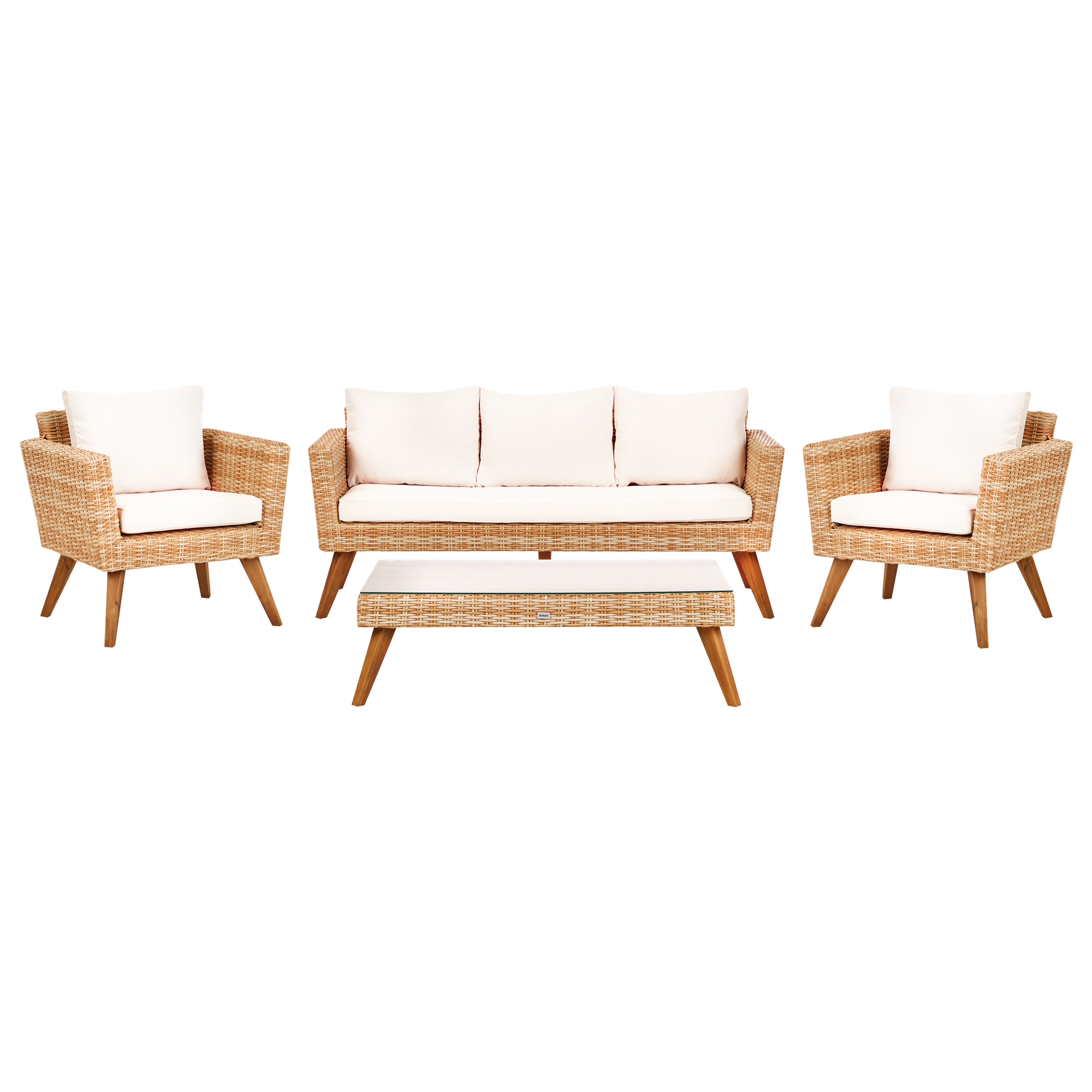 Ulkosohvaryhmä pöydällä 5-istuttava VITTORIA XL polyrottinki Luonnonvalkoinen