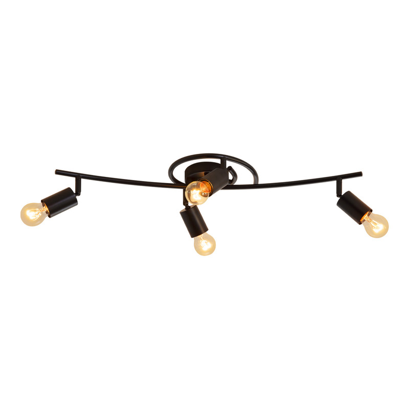 NETTLIFE Vintage musta kattokohdevalaisin 4 liekkiä E27 350° kääntyvä teollisuuskäyttöön pyörivä