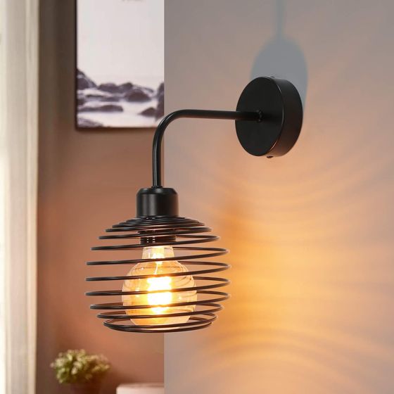NETTLIFE Vintage - seinävalaisin, sisävalaisin, retro - seinävalaisin, musta, käytävävalaisin, E27