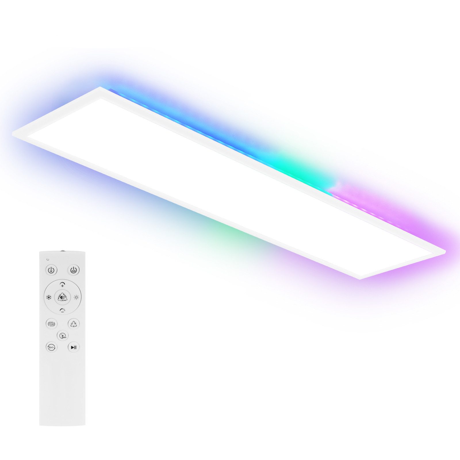 NETTLIFE LED-paneeli 100 x 25 cm - Himmennettävä kattovalaisin, RGB-taustavalo, 24W, Lämmin valkoinen, Neutraali valkoinen