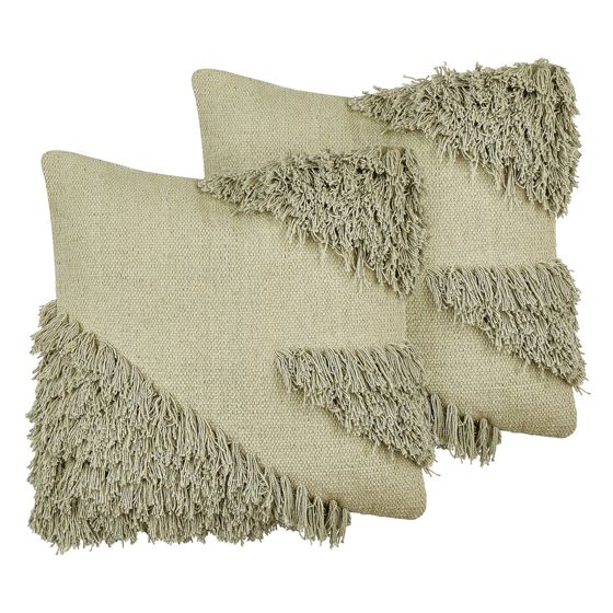 Koristetyynysetti 2 kpl SOURWOOD puuvilla 45 x 45 cm Vaaleanvihreä Geometrinen kuvio