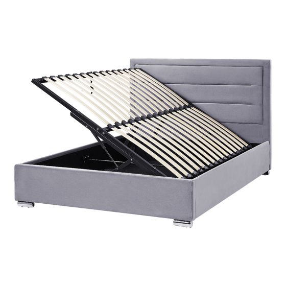 Sänky säilytystilalla sametti ROUEN 140 x 200 cm Tummanharmaa