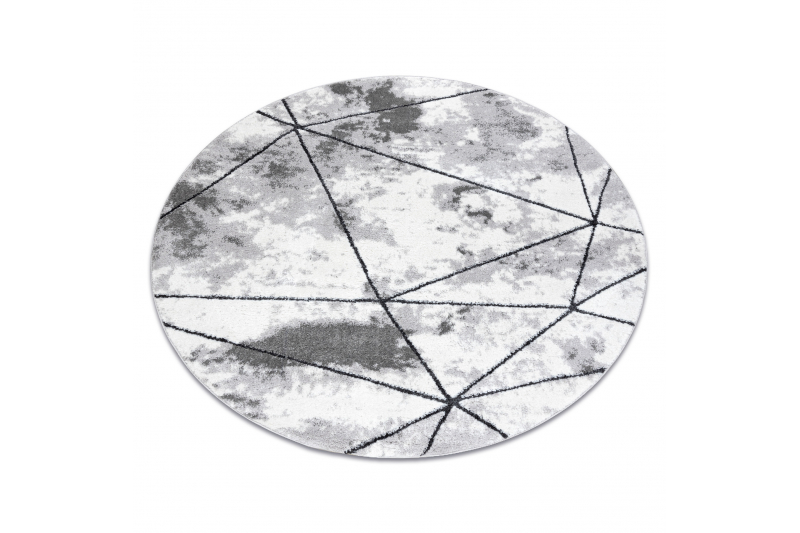 Matto moderni COZY Polygons Pyöreä Seinä, geometrinen, kolmiot - harmaa pyöreä 200 cm