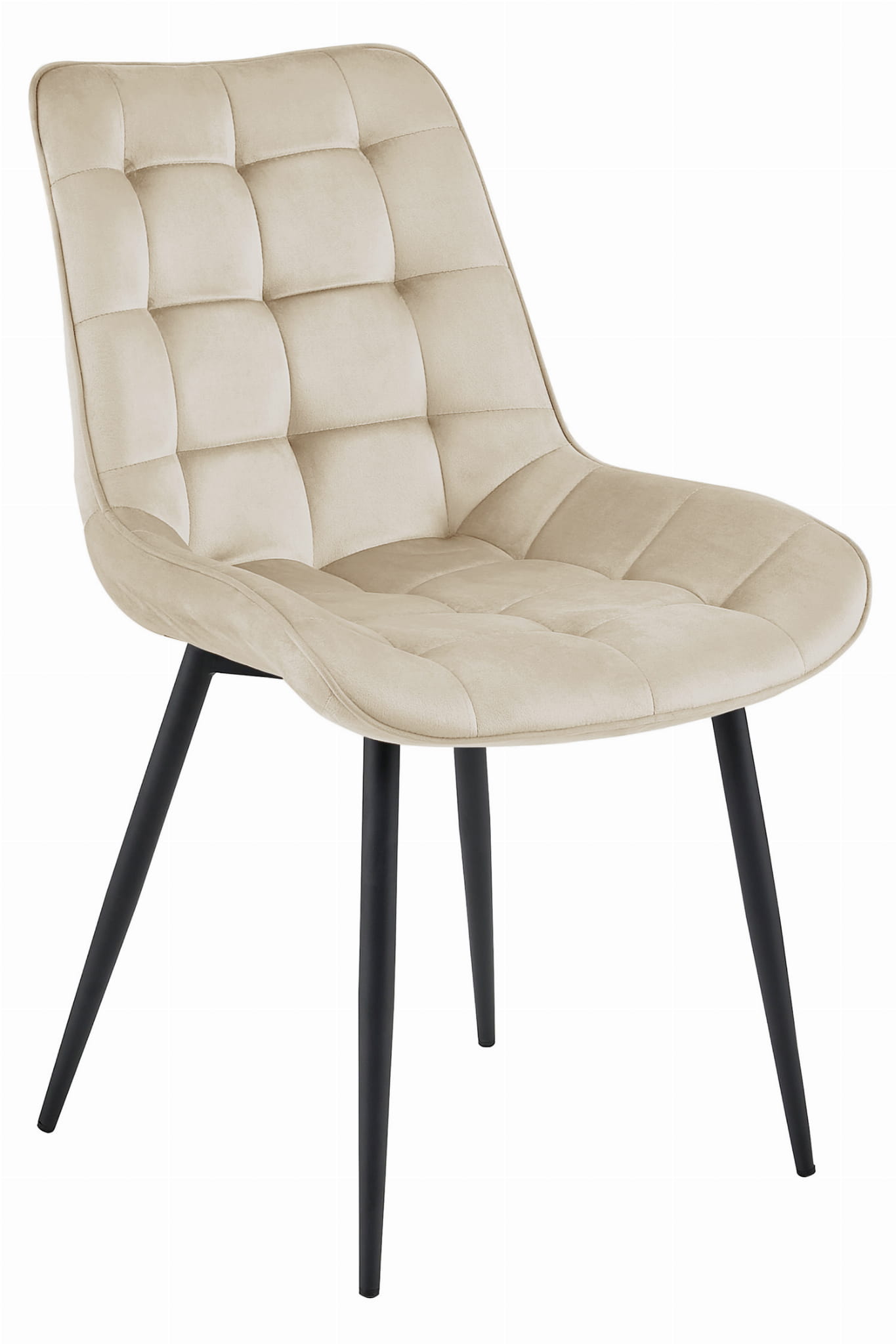 Tuoli - Leobert - BERA - sametti beige/mustat jalat - 54x60x88 cm - setti 2 kpl